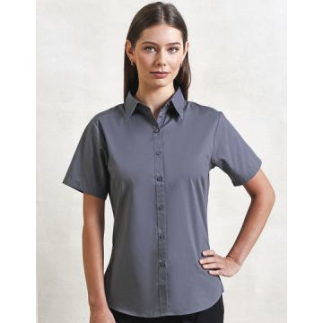 Premier Workwear PW302 Women´s Poplin Short Sleeve Blouse - Groen