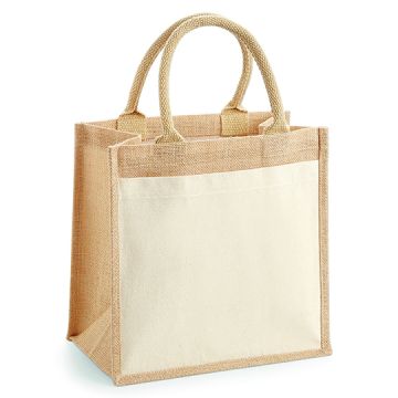Westford Mill WM426 Cotton Pocket Jute Midi Bag