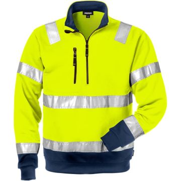 FRISTADS 100134 High vis sweatshirt met korte rits klasse 3 728 SHV