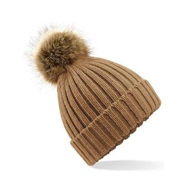 Beechfield CB412 Faux Fur Pop Pom Chunky Beanie