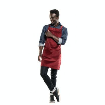 Chaud Devant 596 Bib Apron Cross Red Velvet