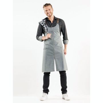 Chaud Devant 633 Bib Apron Forene Cross Grey Denim