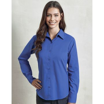 Premier Workwear PW300 Women´s Poplin Long Sleeve Blouse - Zwart