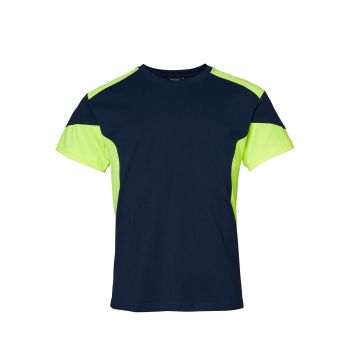 Top Swede: 210 T-Shirt, Maat XS Navy/ Fluo Geel