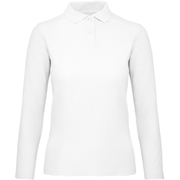 B&C CGPWI13X ID.001 Ladies' long-sleeve polo shirt White 3XL