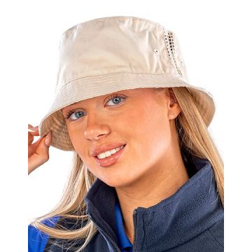 Result Headwear RH45 Deluxe Washed Cotton Bucket Hat With Side Mesh Panels