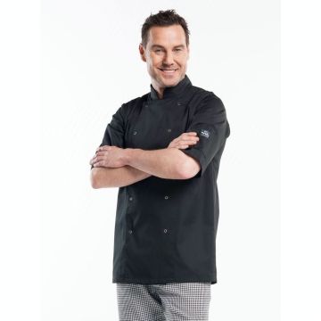 Basix 219 Chef Jacket Hilton Poco Black Short Sleeve