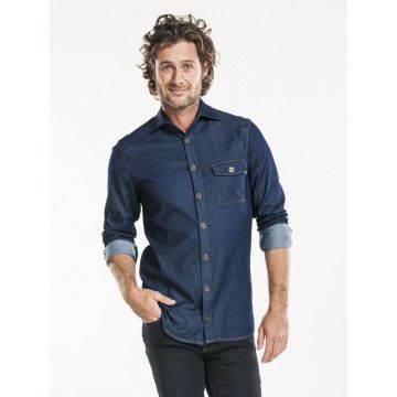 Chaud Devant 620 Shirt Men Blue Denim Stretch