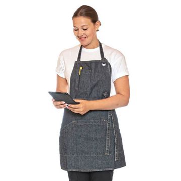 Le Chef LF116 Utility Apron Bib Washed Denim