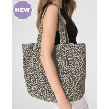 Westford Mill WM335 Leopard Print Canvas Shopper