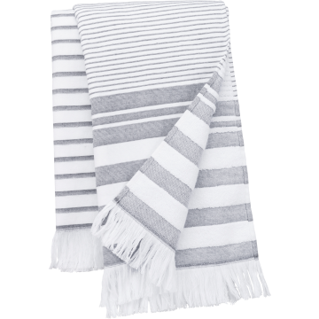 Kariban K132 Gestreepte fouta met franjes White / Smoke Stripe One Size
