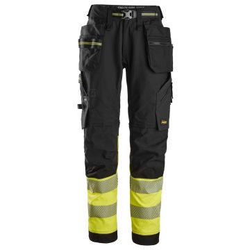 Snickers Workwear 6934 High-Vis, Class 1 Stretch Work Trousers with Holster Pockets