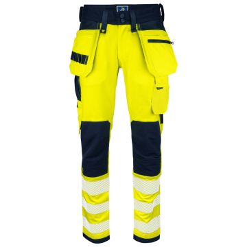 ProJob 646573 6573 SIGNAL STRETCH PANTS WITH KNEE POCKETS AND NAIL POCKETS AND ISO 20471 CLASS 2
