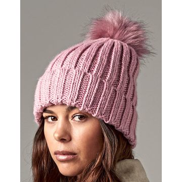 Beechfield CB413 Verbier Faux Fur Pop Pom Chunky Beanie