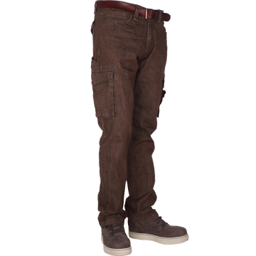 CrossHatch BRONCO C1 BROWN Men's Stretch Work Jeans Various Pockets Regular Fit