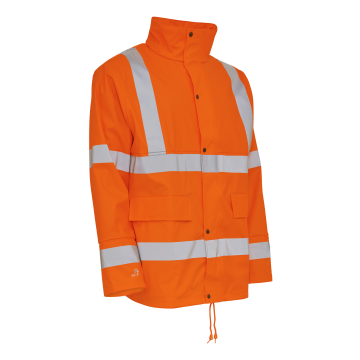 Elka Rainwear 026300R Dry Zone Visible PU Rain Jacket Hi-Vis with Reflective Stripes