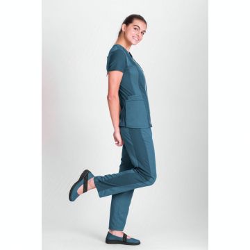 NORVIL 1146 Ladies Short Sleeves V-Neck Closure With Zipper Premium Natural Stretch