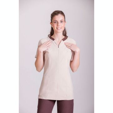 NORVIL 1121 Women's Short Sleeve Two-Color Microfiber Stretch