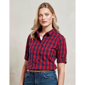 Premier Workwear PW350 Women´s Mulligan Check Cotton Long Sleeve Shirt