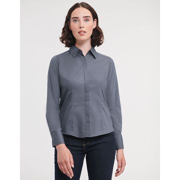 Russell Athletic Collection Z924F Ladies' Long Sleeve Fitted Polycotton Poplin Shirt