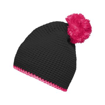 Daiber MB7964 Pompon Hat With Contrast Stripe
