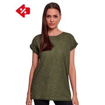 Build Your Brand BY056 Ladies` Spray Dye Extended Shoulder Tee