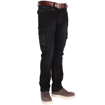 CrossHatch BRONCO C1 BLACK Men's Stretch Work Jeans Various Pockets Regular Fit