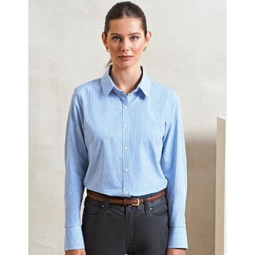 Premier Workwear PW320 Women´s Microcheck (Gingham) Long Sleeve Cotton Shirt