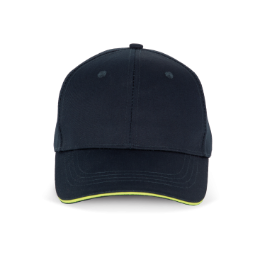 WK. Designed To Work WKP145CC Contrasterende sandwichpet 6 panelen Navy / Fluorescent Yellow One Size