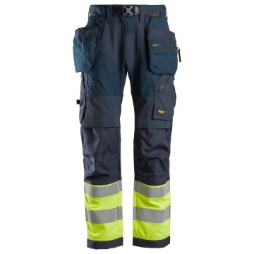 Snickers Workwear 6931 FlexiWork, HV Work Trousers+ with Holster Pockets, class 1