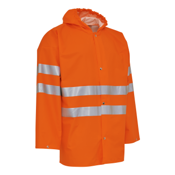 Elka 079800R PU visible rain jacket with reflective tape