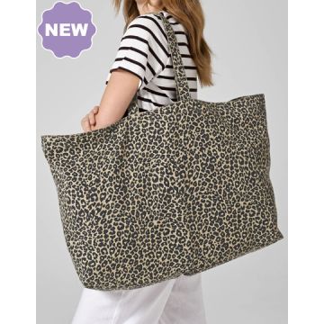 Westford Mill WM336 Leopard Print Canvas Oversized Tote Bag