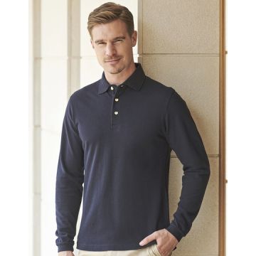 Henbury W105 Long Sleeved Cotton Piqué Polo Shirt