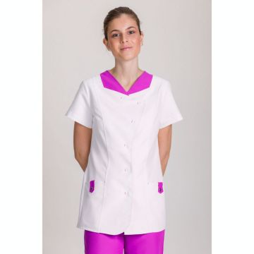 NORVIL 1172 Jas Women Short Sleeves Crossed Two-Colored Microfiber Antibacterial