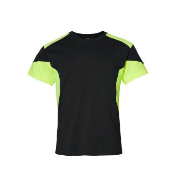 Top Swede: 210 T-Shirt, Maat XS Zwart/ Fluo Geel