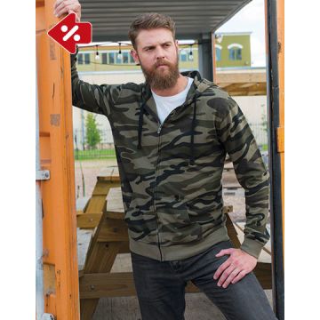 Burnside BU8615 Full Zip Camo Hooded Sweat Jacket