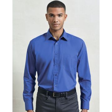 Premier Workwear PW200 Men´s Poplin Long Sleeve Shirt - Zwart