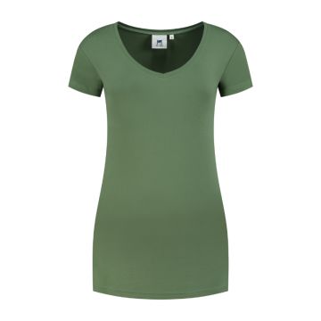 L&S V-neck T-shirt cotton/elast SS for her LEM1262