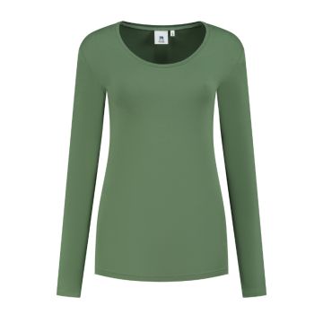 L&S T-shirt Crewneck Cotton/Elastane Long Sleeve for Her LEM1267