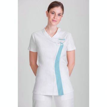 NORVIL 1141 Jas Women Short Sleeves Rib Collar Two-tone