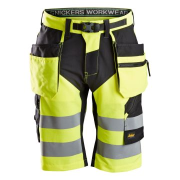 Snickers Workwear 6933 FlexiWork, High-Vis Shorts with Holster Pockets Class 1