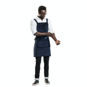 Chaud Devant 595 Bib Apron Cross Blue Velvet