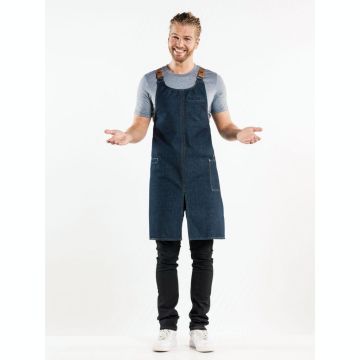 Chaud Devant 632 Bib Apron Forene Cross Blue Denim