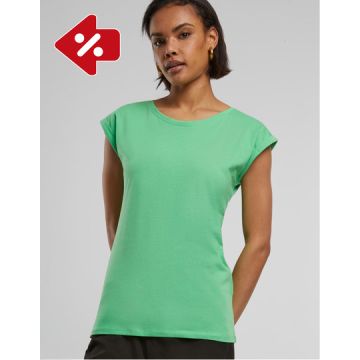 Build Your Brand BY021 Ladies´ Extended Shoulder Tee - Zwart