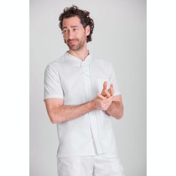 NORVIL 1168 Men's Short Sleeves With Stitching, Collar, And Ribbed Midback