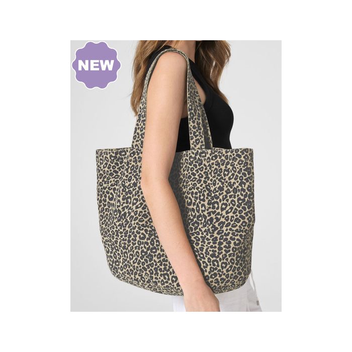 Westford Mill WM335 Leopard Print Canvas Shopper