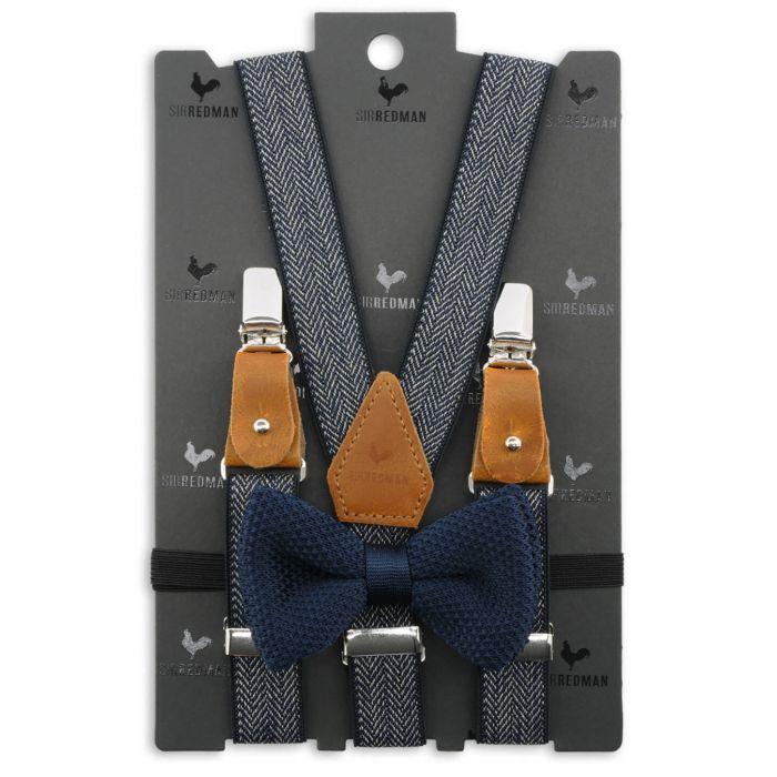 Sir Redman SR26010 ( SRCOMBIKIDS2610B ) Kids bretels combi pack Visgraat motief blauw