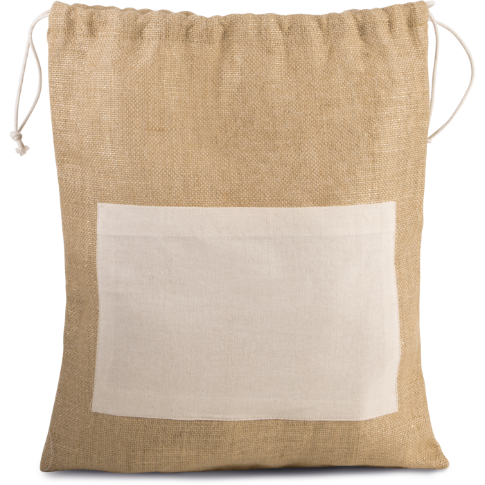 Kimood KI0239 Tas van jutecanvas met koordjes Natural / Gold One Size