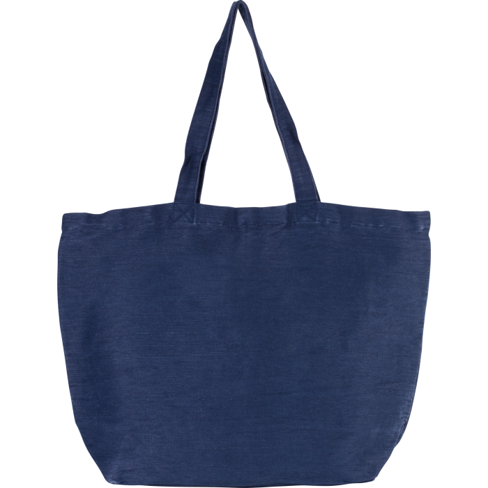 Kimood KI0231 Grote tas van jute/katoen met binnenvoering Washed Midnight Blue One Size